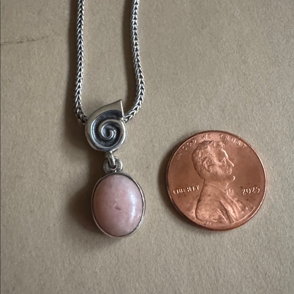 Pandora SS Necklace With Pink Opal Pendant - Picture 5 of 5